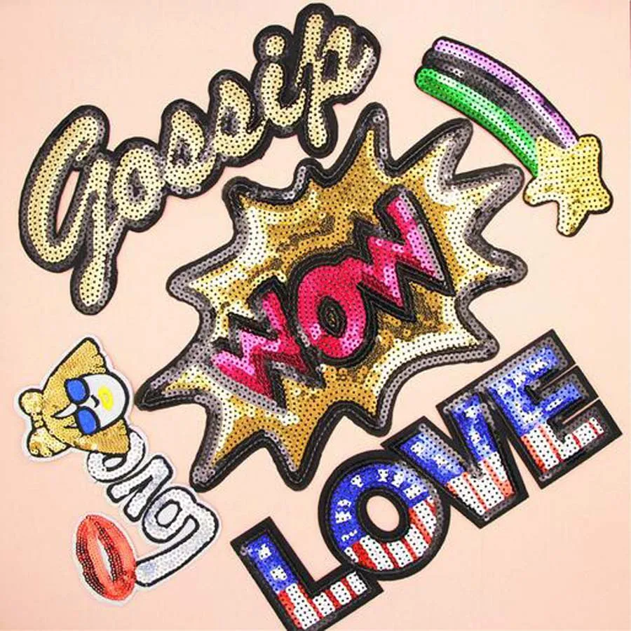 Пайетки вышитые любовные буквы нашивки на одежду наклейки сумку Пришивные