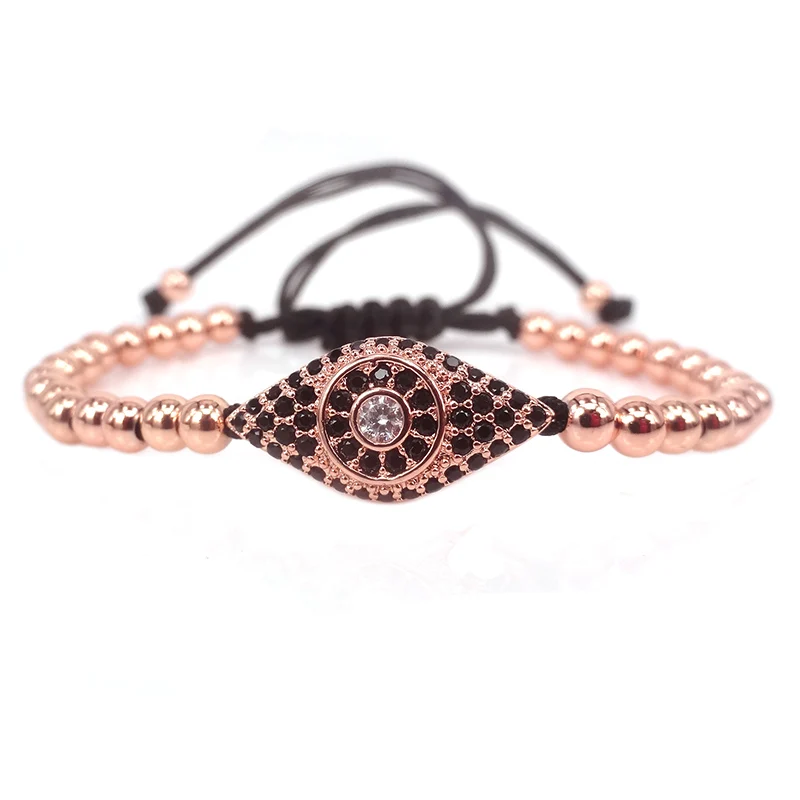 Знаменитые мужские браслеты из розового золота с черным фианитом и круглыми