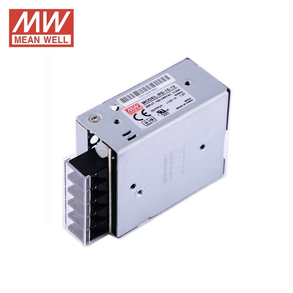 Ac dc источник питания 12V 1.3A 15W Оригинальный Meanwell переключатель RS 15 12 миниатюрный