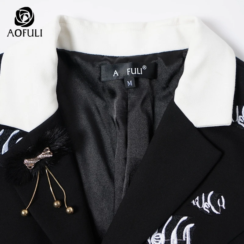 Женское пальто с тропической рыбкой S/M/L/XL зимнее черное длинное отложным