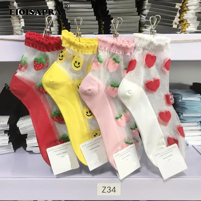 [EIOISAPRA] повседневные Модные дышащие забавные Женские носочки фрукты ярких цветов