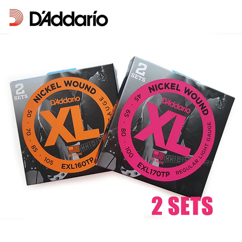 

2 Sets D'addario DAddario Medium Gauge Nickel Wound Bass Strings, Long Scale, EXL160TP, EXL170TP 45-100, 50-105
