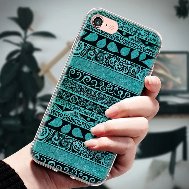 Мягкий ТПУ чехол для телефона для Iphone 4, 4S, 5, 5S, 5C, SE, 6, 6 S, 7, 8 Plus, X, XR, XS, Max, мандала, Цветочный, этнический узор, силиконовый чехол