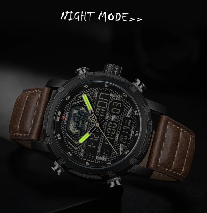 Топ люксовый бренд NFVIFORCE 2019 новые модные мужские Аналоговые СВЕТОДИОДНЫЕ