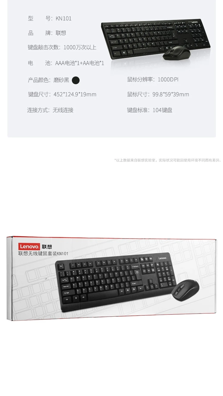Оригинальная Беспроводная комбинированная Клавиатура Lenovo 2 4 ГГц KN101 с английской