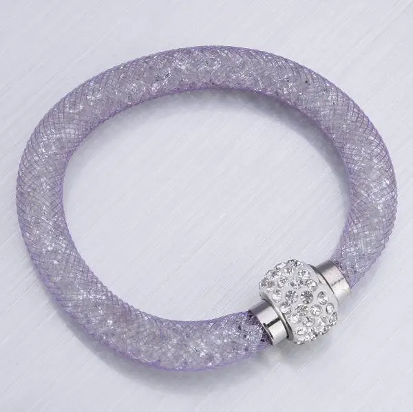 light purple YYW 17 см браслеты с кристаллами и сеткой, браслеты с тонкими кристаллами, браслеты с подвесками, женские браслеты с кристаллами - Окраска металла: light purple