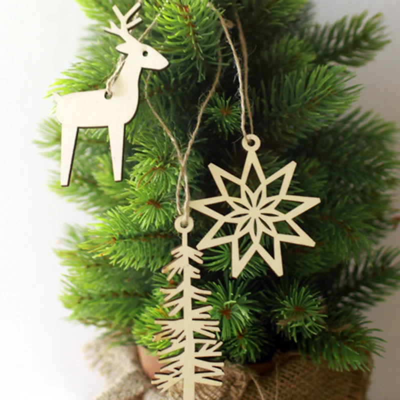 3 шт./лот рождественские снежинки дерево и колокольчик Деревянные Подвески