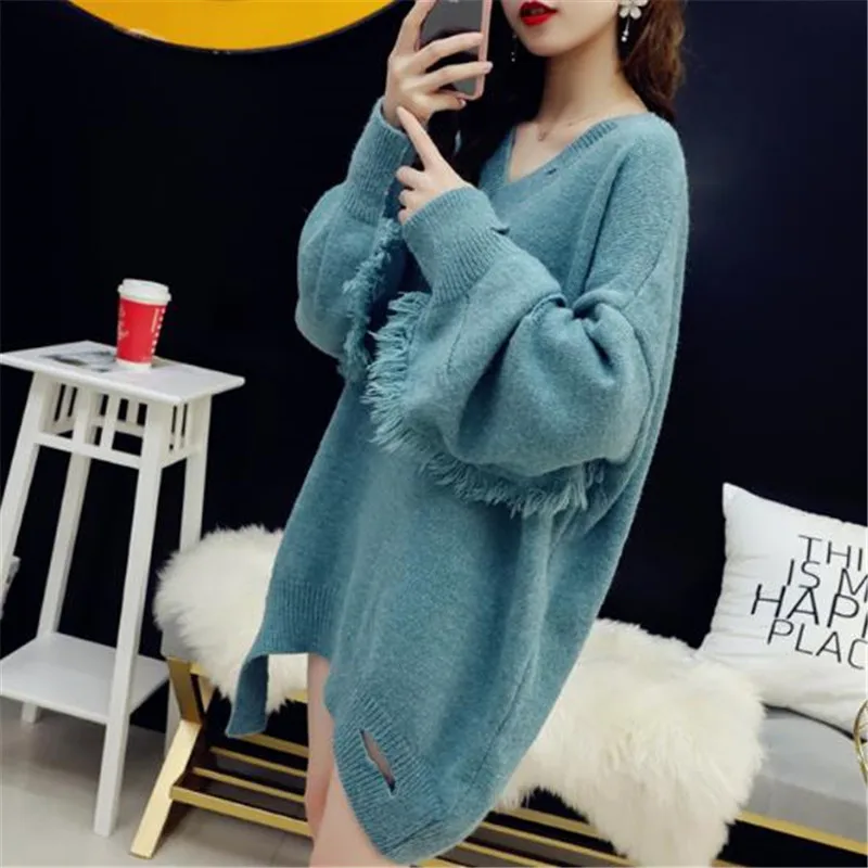 Женский трикотажный пуловер с V-образным вырезом и длинным рукавом | Женская
