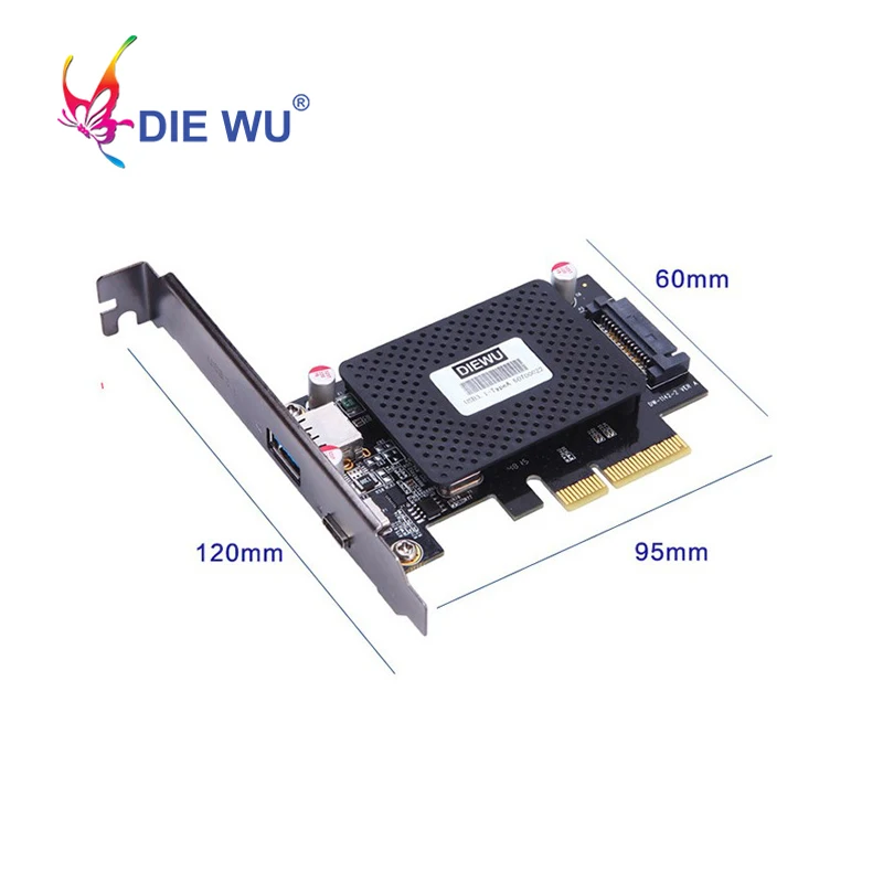 DIEWU USB 3,1 type C PCIe Плата расширения PCI-e до 1 type C 1 type A 3,0 USB адаптер PCI Express контроллер концентратор для настольного ПК