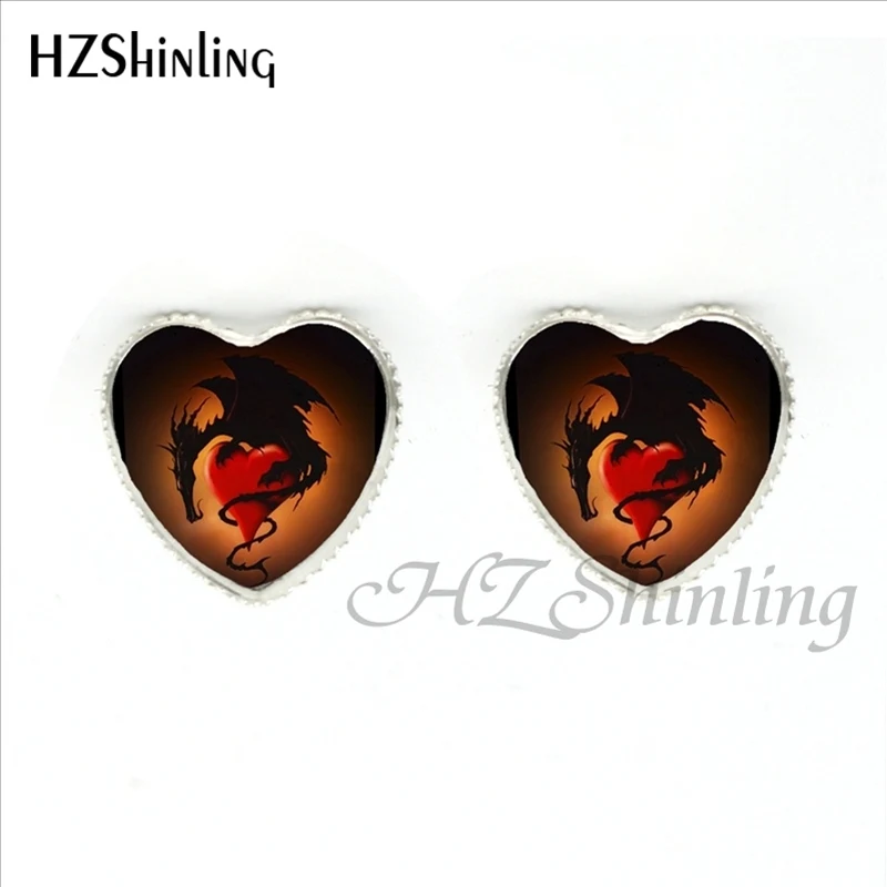 Новинка HER-006 серьги-гвоздики В Форме Старинной пары с сердцем и драконами ручной