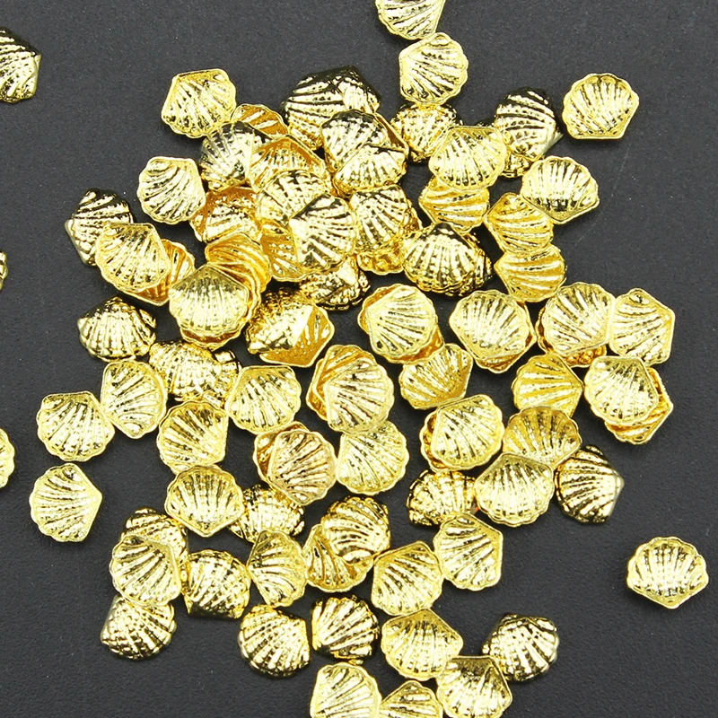 Blueness 50pcs Gold Alloy Shell Design Jewelry for Nail Art Supplies Adhesive Nails Manicure Stud PJ306|jewelry nails|nail jewelrynail art jewelry |