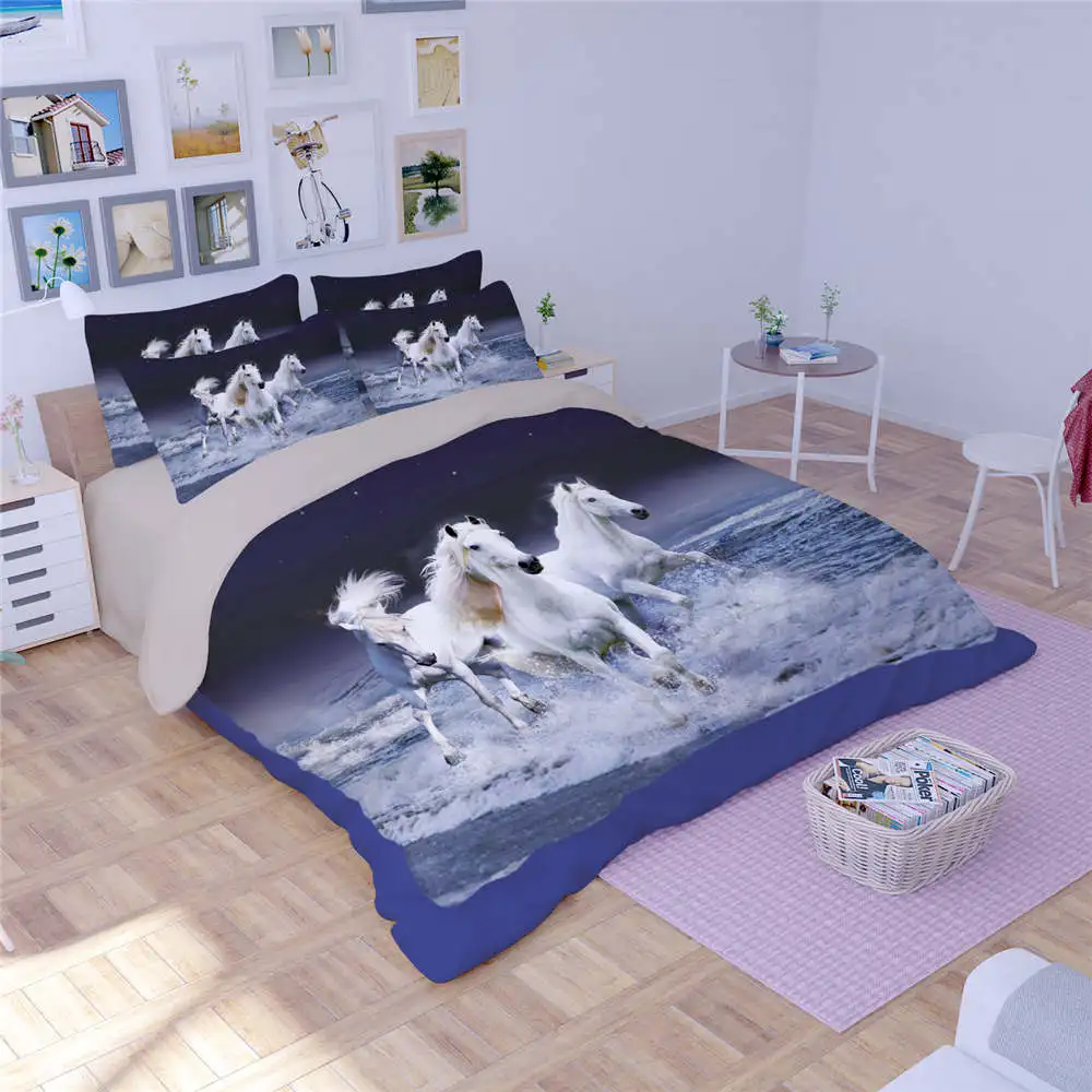 3D лошади животные печать постельных принадлежностей покрывала пододеяльник