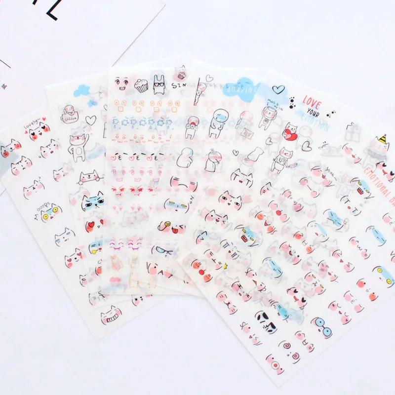 Joylong Kawaii стикер s скрапбукинга милый мультфильм кошка Набор стикеров эмоджи DIY