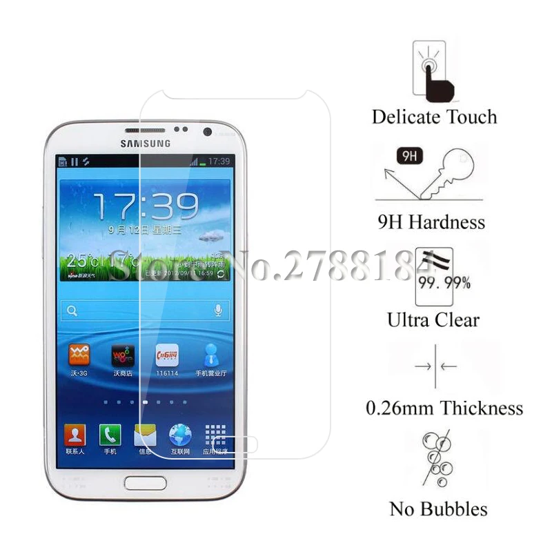 2 шт закаленное стекло для samsung Galaxy Note 2 N7100 N7105 Note II Защитная пленка для экрана для samsung Galaxy Note2
