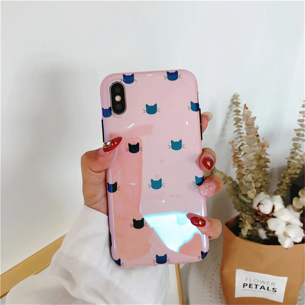 Чехлы для iPhone 7 X Милая мультяшная кошка из мягкого силикона Противоударная
