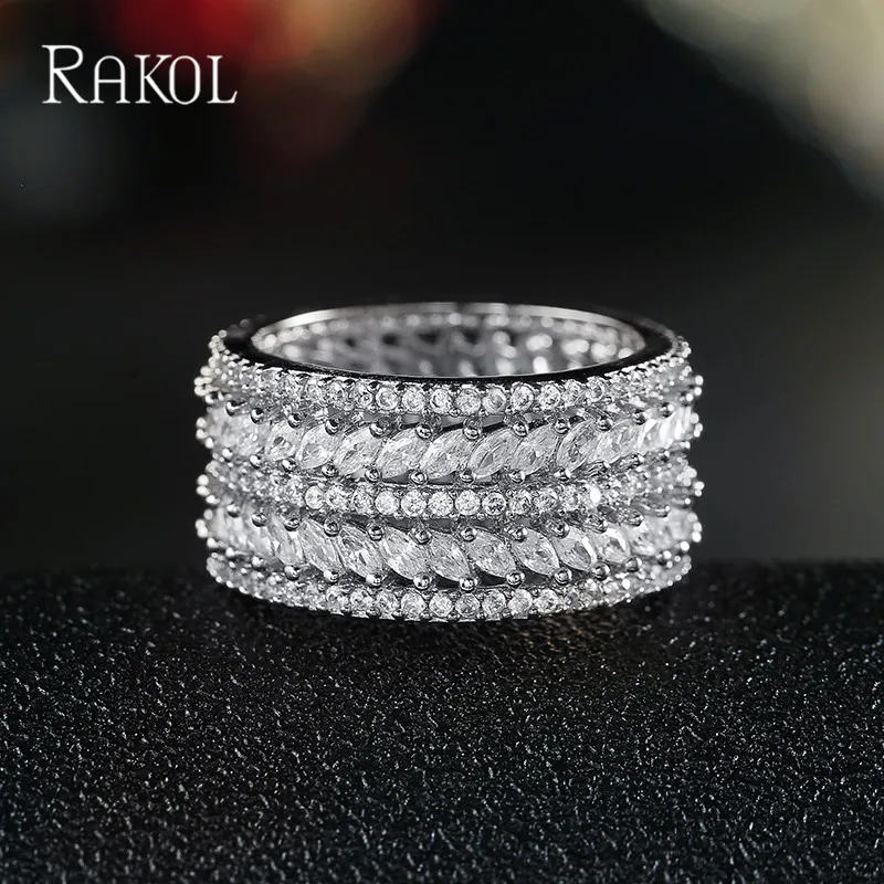 Роскошные Свадебные обручальные кольца RAKOL из Дубая с фианитом для женщин