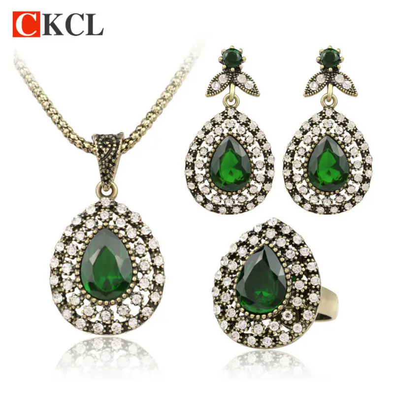 Новый модный набор ювелирных изделий зернистая Капля воды старинная бронза три