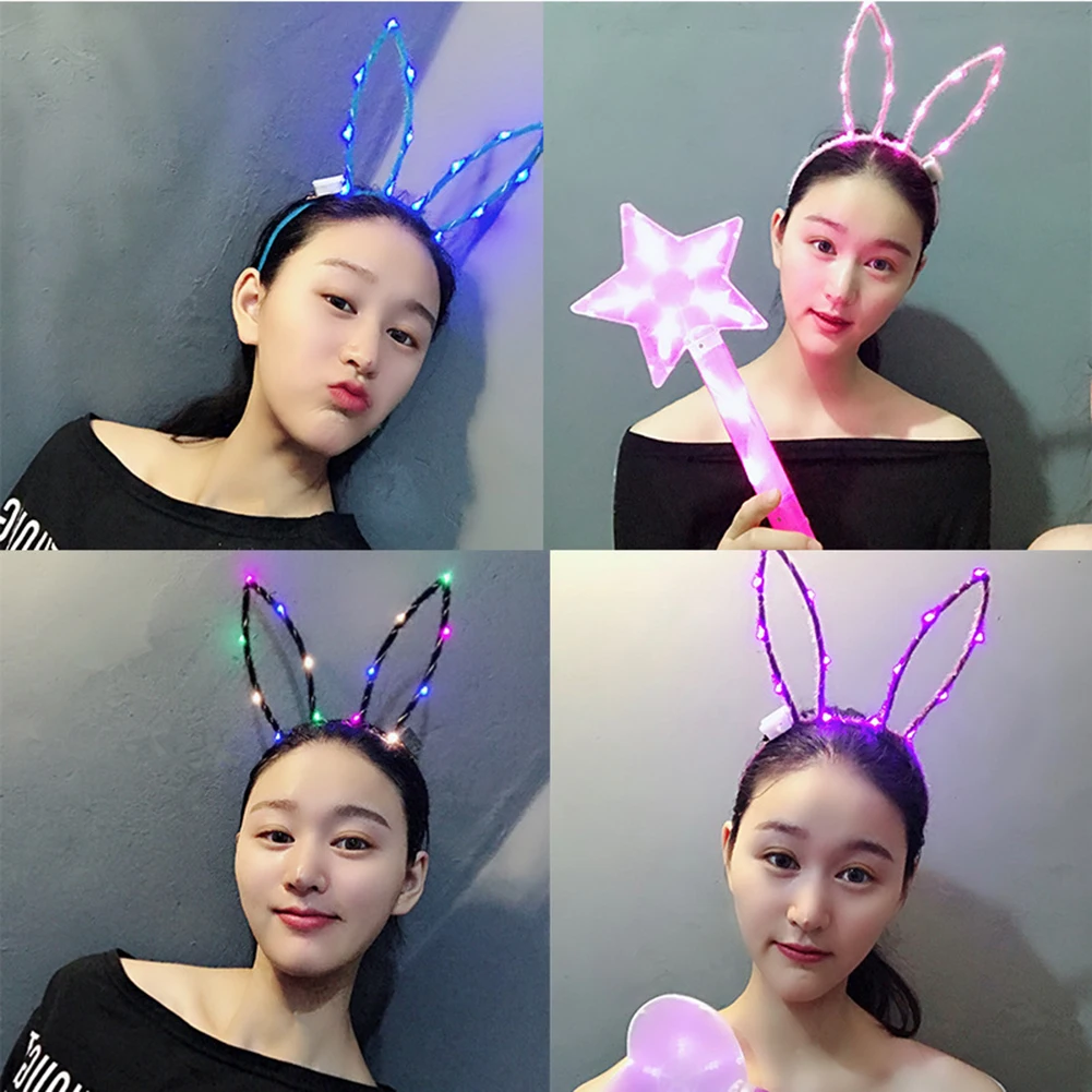 

LED Light Luminous Ears Flashing Hair Band Hoop Toy Women Kids Glowing Headband Headdres Toys New Year Party Toy Christmas Gift