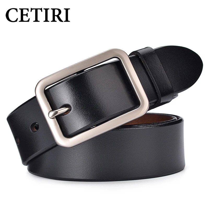 CETIRI New Square Pin Buckle Belts for Women High Quality Genuine Leather Women Belt for Jeans Designer Brand Wide Female Strap