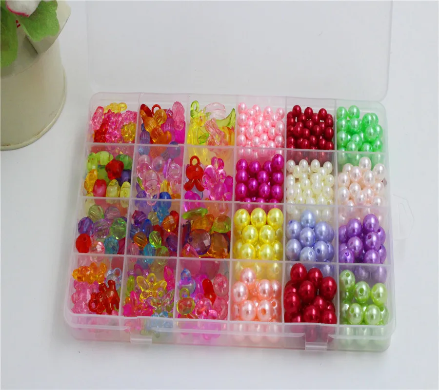 24 слота акриловые бусины DIY игрушки для детей Кристалл бисерная шнуровка игрушка-браслет подарок для девочек развевающееся ожерелье обучающая развивающая игрушка - Цвет: 02