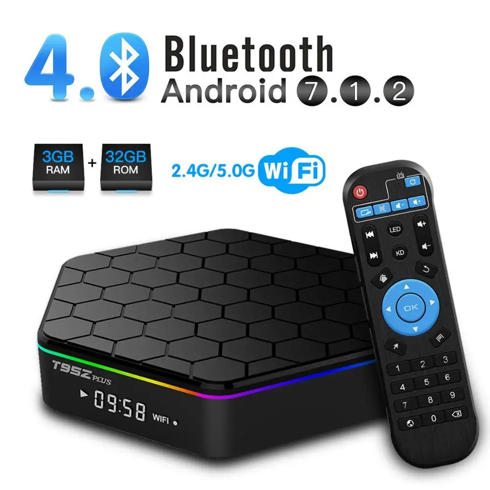 T95Z Plus Home Smart TV BOX 2 ГБ/16 ГБ 3 Гб/32 RAM RK3328 Восьмиядерный Android 7 1 медиаплеер 4G/5G WiFi BT4.0 4K HD