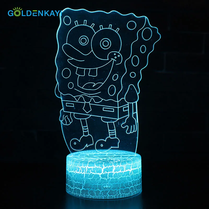 3D LED Spongebob USB ночные светильники атмосферная визуальная лампа сенсорная