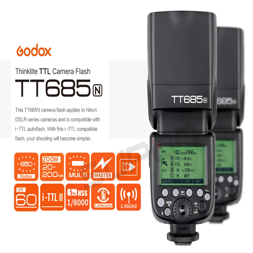 Godox TT685 C/N/S/F/O 2 4G HSS ttl беспроводной скоростной вспышки + X2T триггер для камеры Canon Nikon