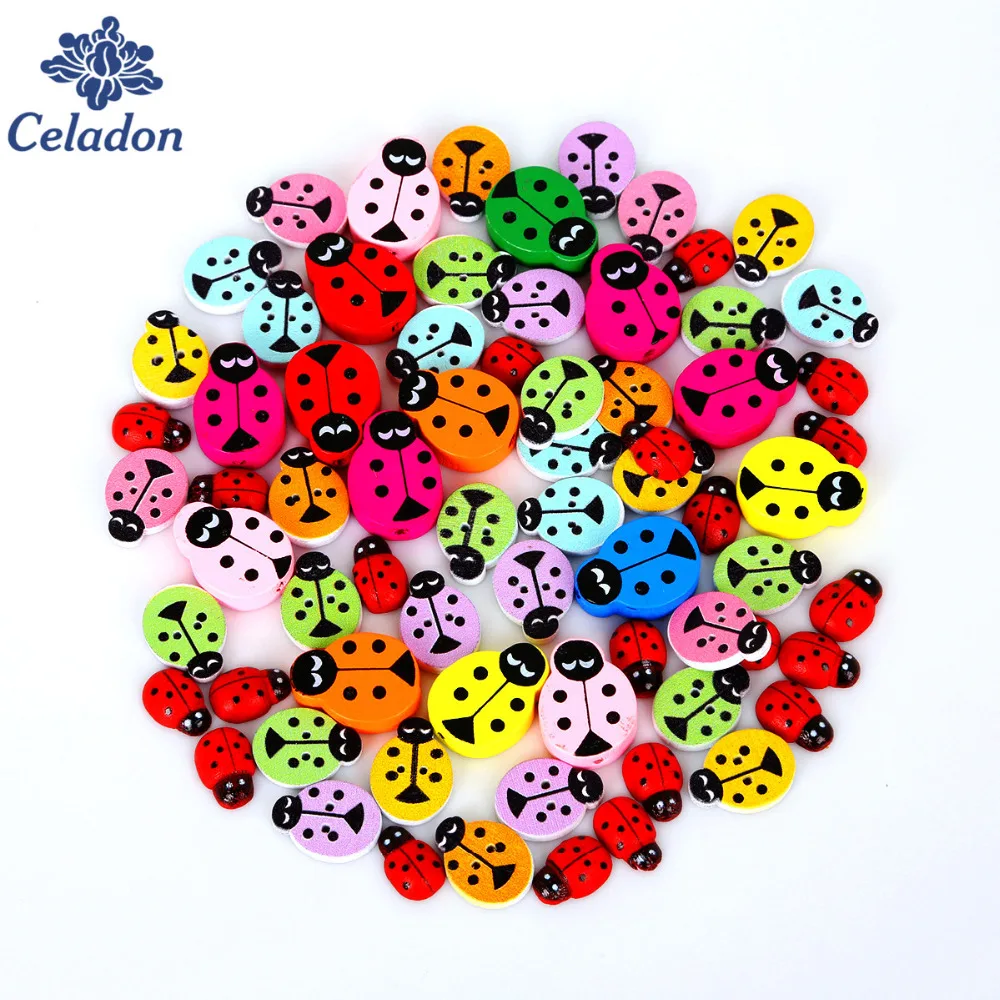 Разноцветные красные/разные цвета в случайном порядке деревянные швейные кнопки