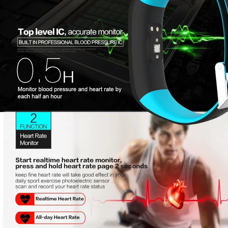 Новинка 2017 кислорода в крови монитор Smart Watch водонепроницаемый с пульсометр