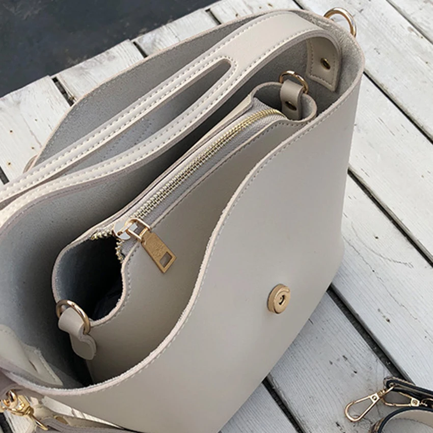 

Casual Pu Bucket Bag Women Handbags Fashion Serpentine Shoulder Strap Bags Lady Shoulder Bag Large Capacity Composite Bags 2019