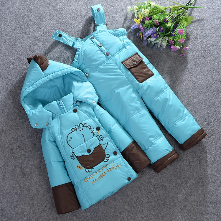 2015 Winter baby boy girls snowsuit toddler kids down coat ski suit set clothes down jacket for children