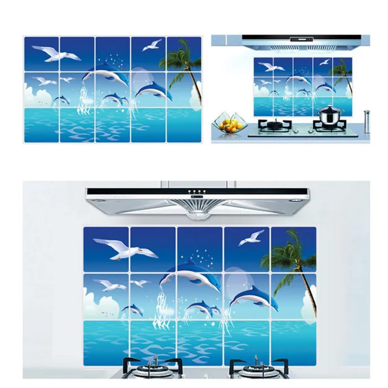 Обои для кухни Декор дома дельфины животные Съемная художественная роспись
