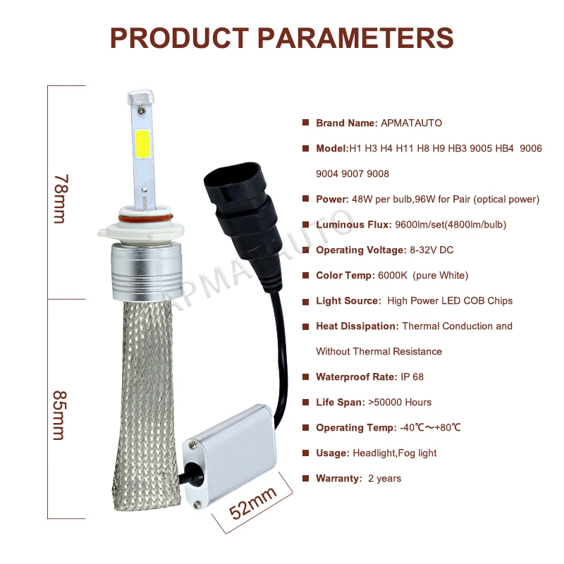 2 шт. Автомобильные светодиодные фары ближнего и дальнего света HB2 9003 9004 HB1 9007 HB5 9008