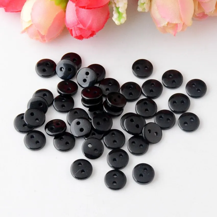 Бесплатная доставка-500 шт. круглые черно-белые пуговицы ручной работы из смолы