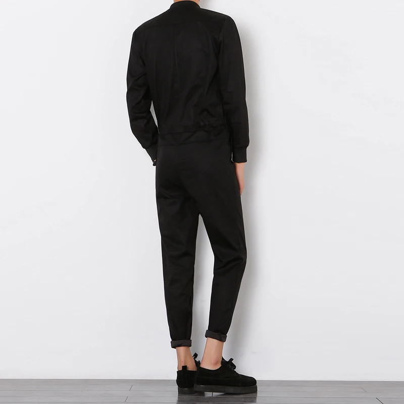 Мужской комбинезон с длинным рукавом черный элегантный крутой хип хоп шаровары