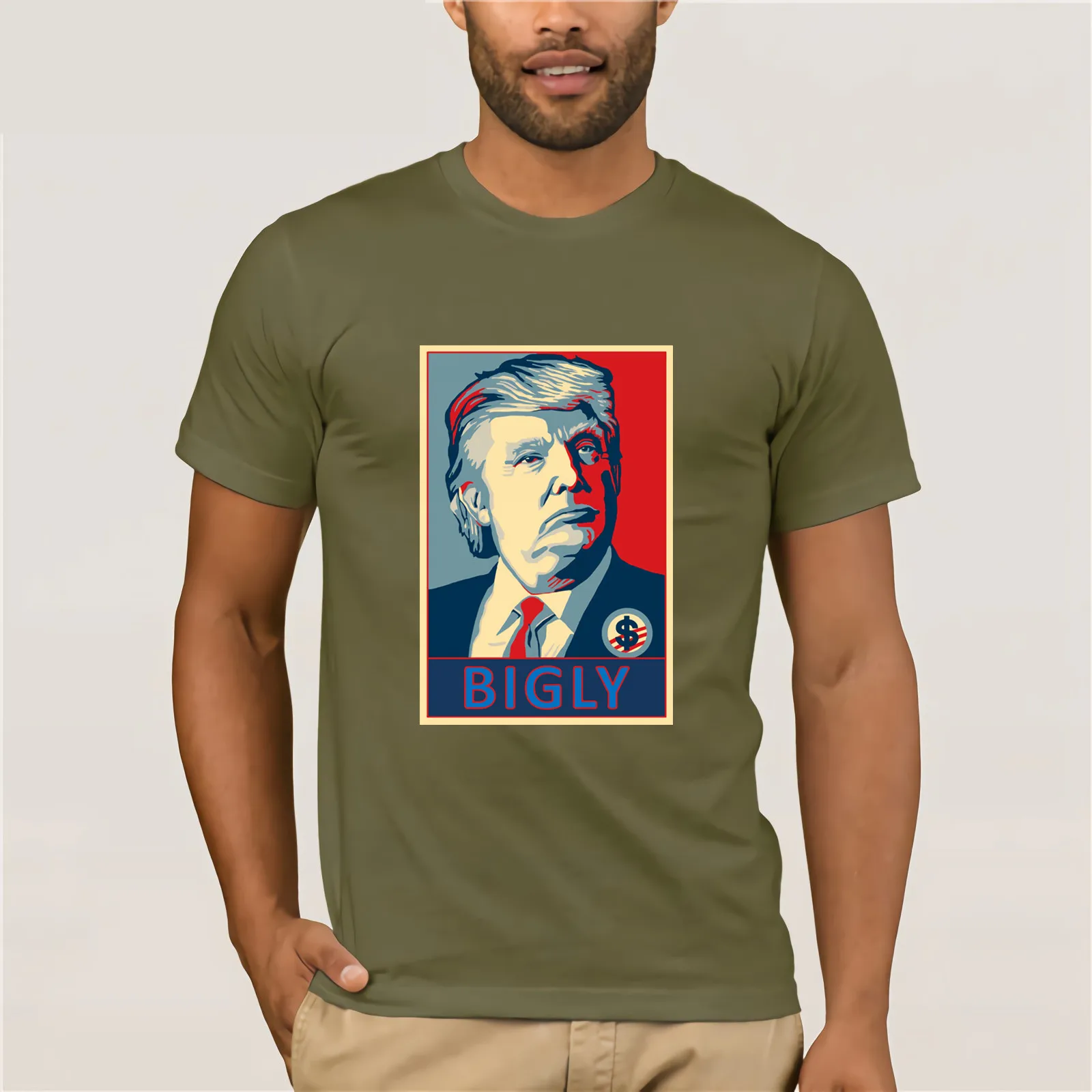 В Bigly Now Trump футболка хлопковая Футболка Молодежный тренд Мужская с короткими