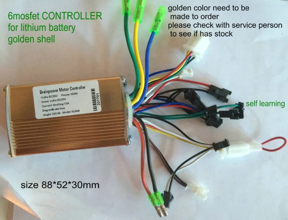6 МОП транзистор BLDC 24v36v48v60v 250w350w Холл линейный EBS тормоз/Круиз для электрического