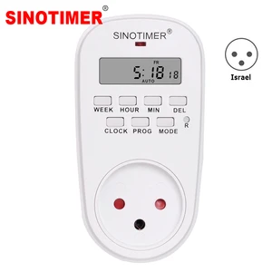 Штепсельная Вилка SINOTIMER из Израиля, цифровая, еженедельная, программируемая, электрическая, настенная розетка, таймер, таймер, часы, 220 В