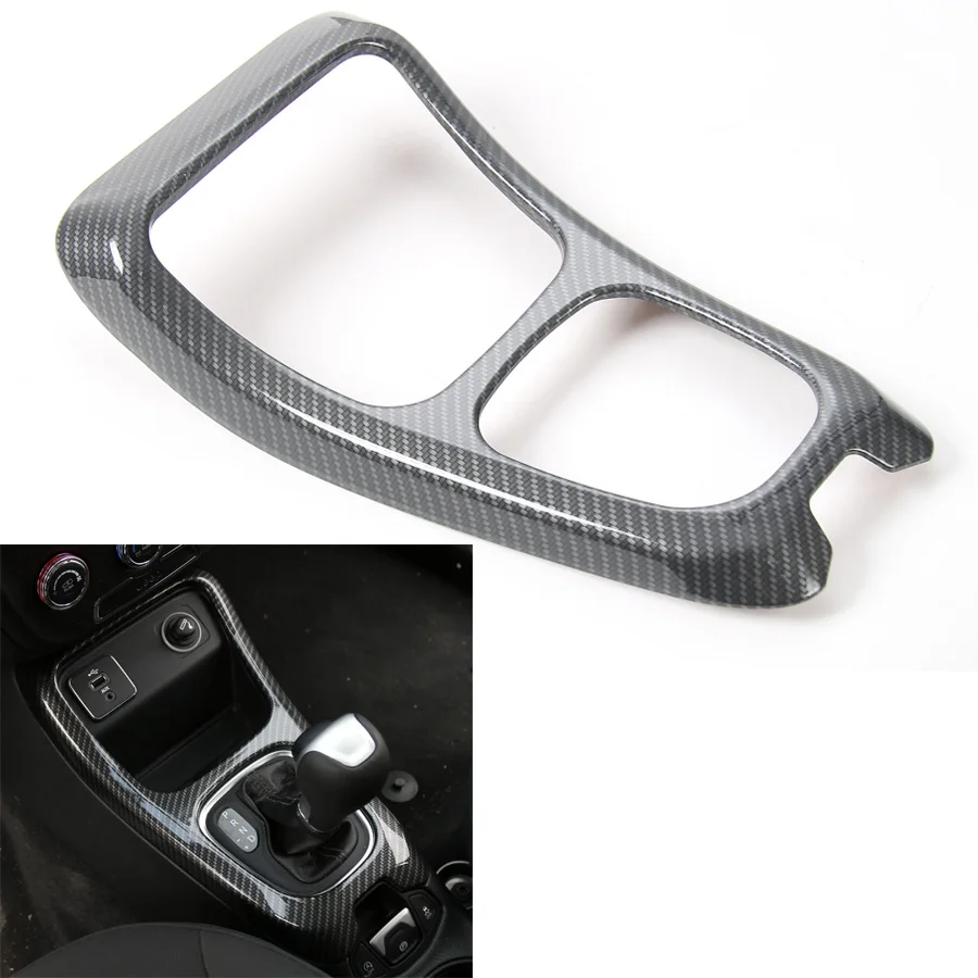 

YAQUICKA Auto Car Interior Gear Shift Panel Frame Trim Styling For Jeep Compass 2017 Carbon Fiber Black ABS Car-covers Sticker