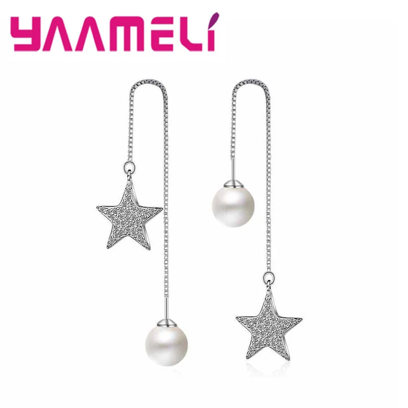 Новое поступление блестящие жемчужины со звездами Настоящее серебро 925 пробы