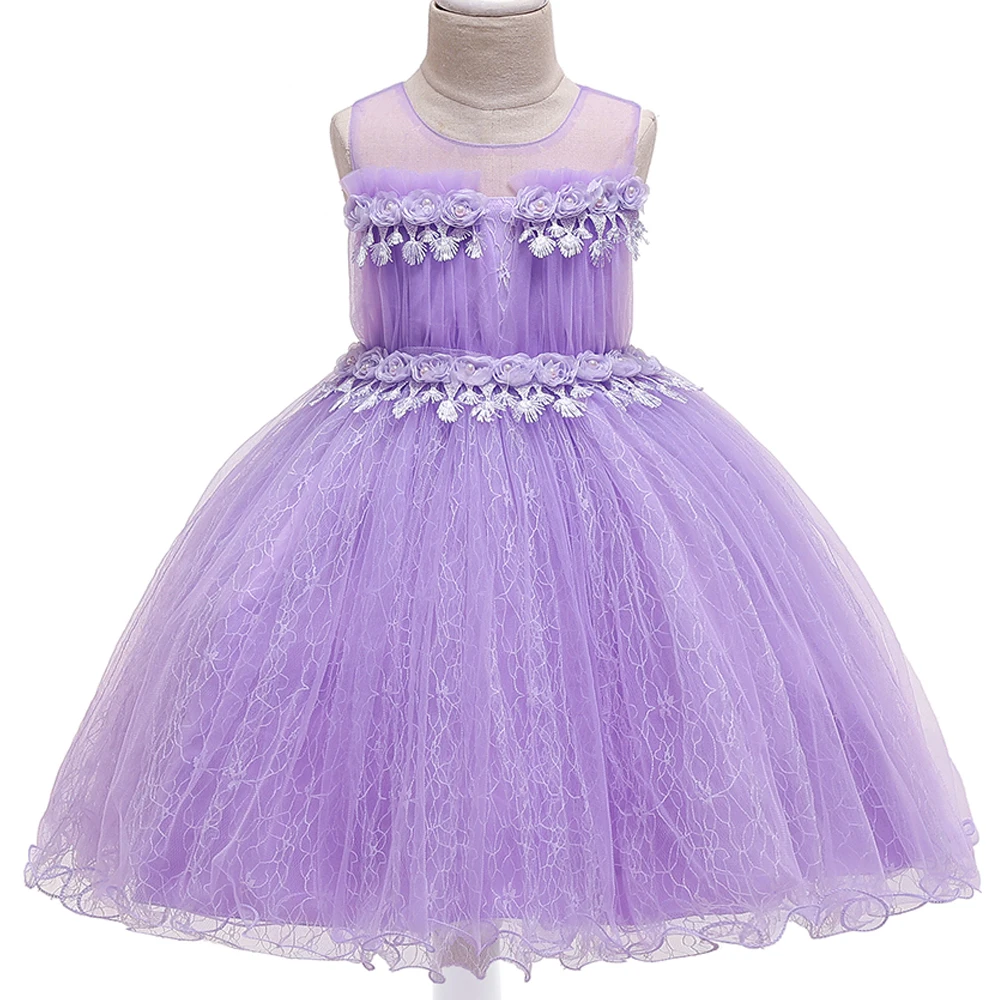 Детская одежда Свадебные Платья с цветочным узором для девочек Платье принцессы