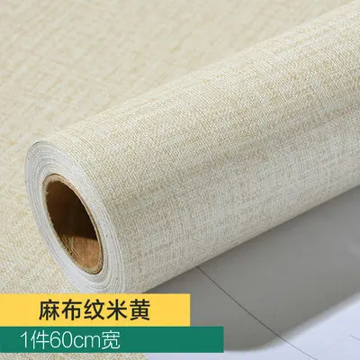 Light yellow-linen Скандинавские простые самоклеящиеся обои с сеткой водонепроницаемые матовые и шелковые текстурированные обои для домашнего декора и парикмахерского декора стен - Цвет: Light yellow-linen