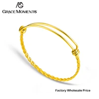 50pcs wholesale gold color twist bracelet expandable bangle women jewelry 60mm 65mm diy charm bracelet can macth our charms