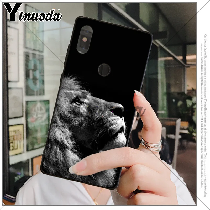 Мягкий резиновый черный чехол для телефона Yinuoda Animals The lion xiaomi mi 6 8 se note2 3 mix2 redmi 5 5plus