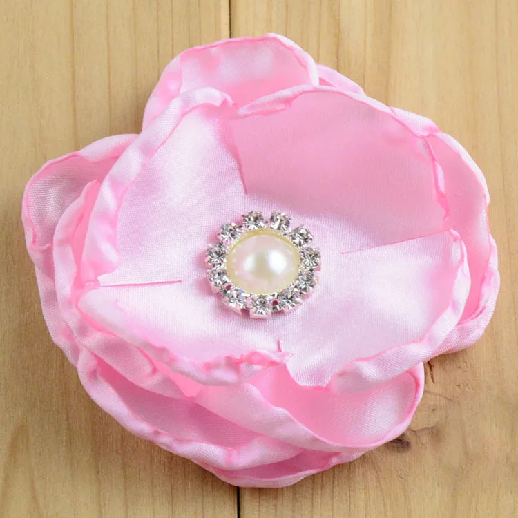 20 шт./лот 3 &quotсгоревшие края гофрированные лепестки атласные цветы со стразами в