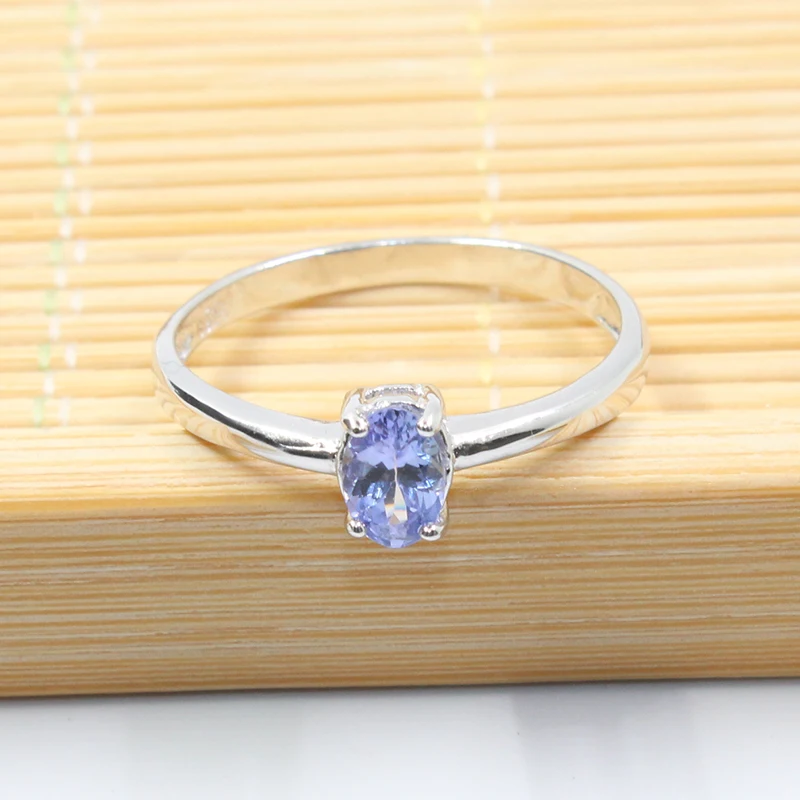 Кольцо из серебра 925 пробы с танзанитом 4 Х6 мм|ring 4|ring forring mm |