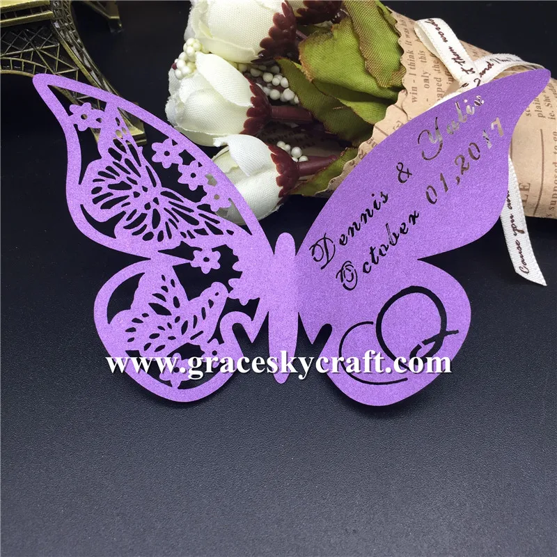 50 шт. Бесплатная доставка лазерная резка свадебное место название сиденье