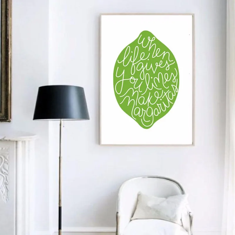 Когда жизнь дает вам липы сделать Маргарита Зеленая Кухня Печать холст Картина