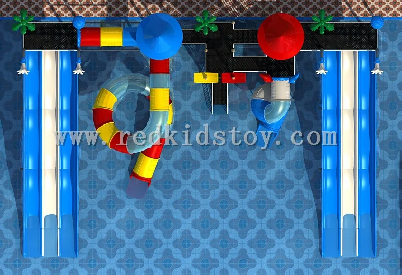 Горка для аквапарка с резиновым покрытием платформа и лестницы высокое качество