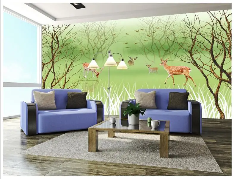 3D wallpaper custom 3d wall murals TV setting Pure and fresh rural aesthetic elk background | Обустройство дома